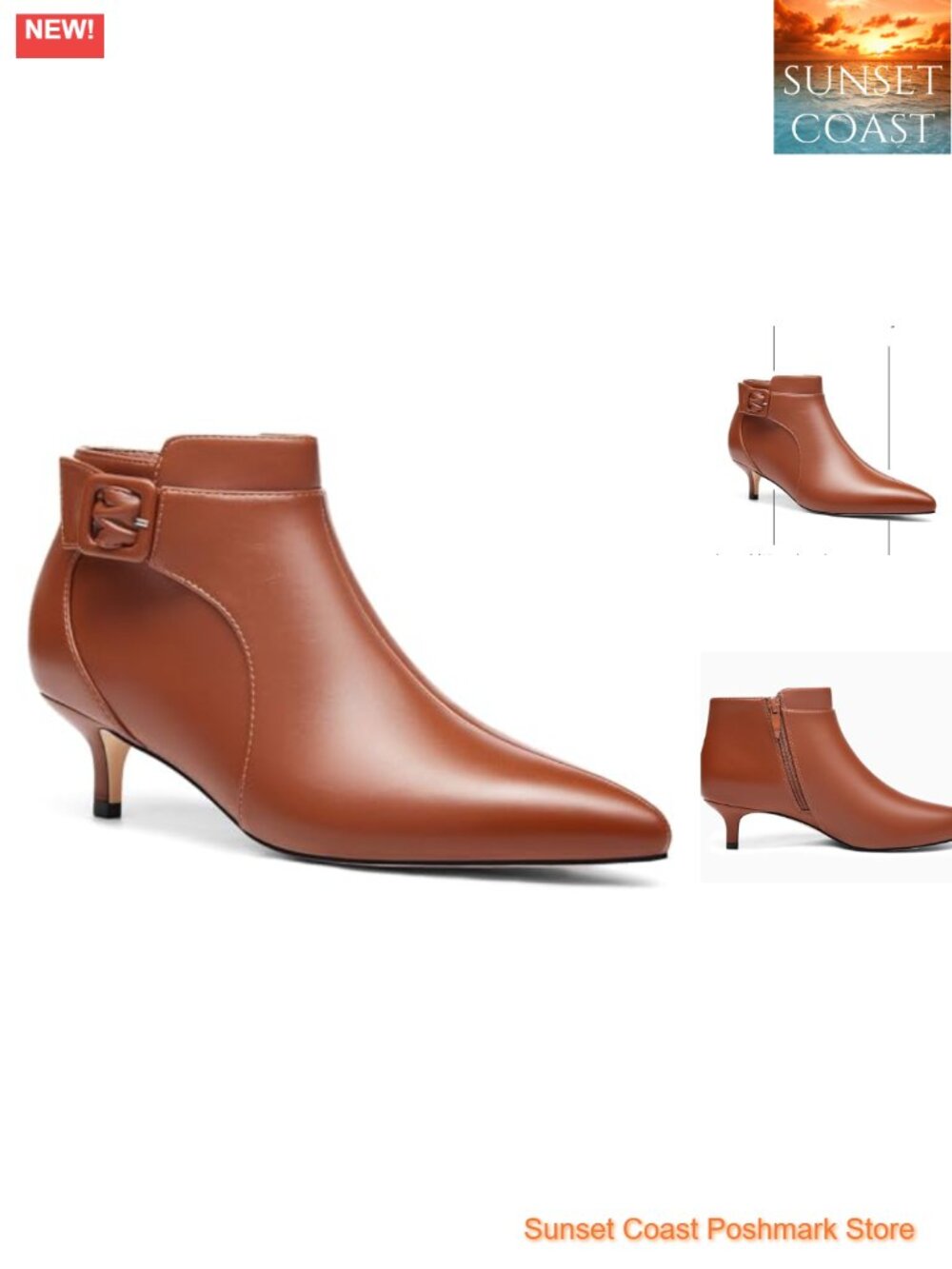 Pointed Toe Ankle Boots Kitten Heels Faux Suede Booties Side Zipper Dress Shoes